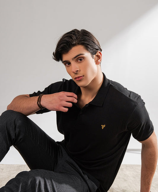 Charcoal Drop Needle Polo