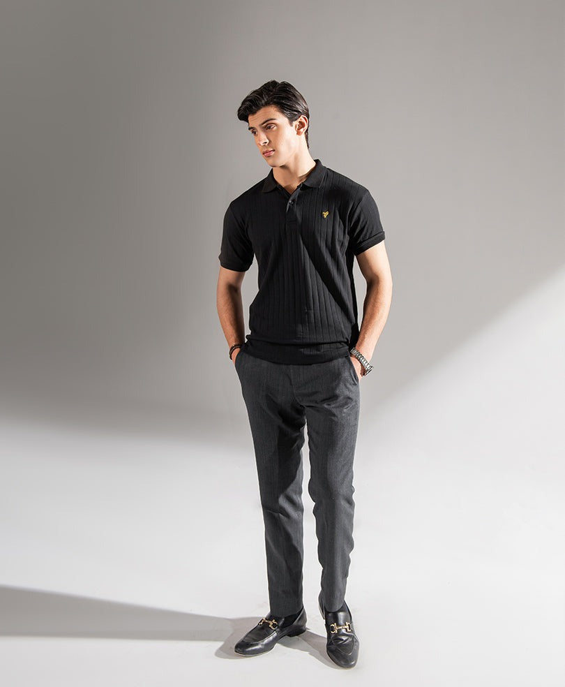 Charcoal Drop Needle Polo
