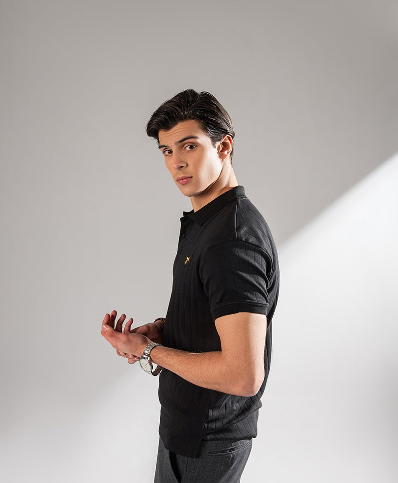 Charcoal Drop Needle Polo